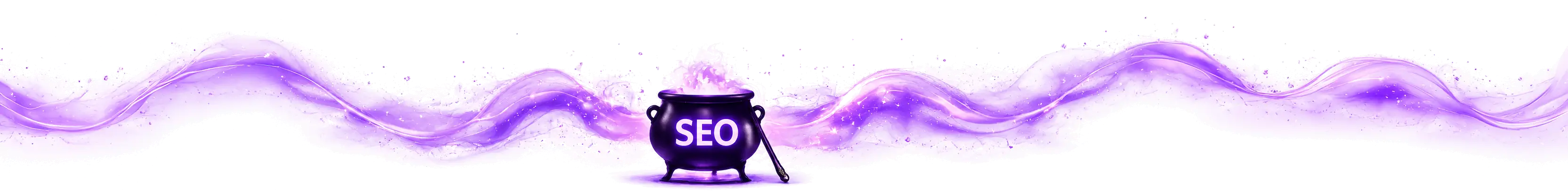 Magischer SEO-Kessel mit violetten Lichtwellen als Trennelement